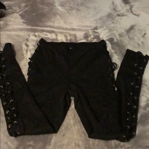 Lace up black leggings